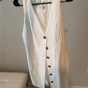 Sleeveless Button Front Vest Dress in Cream
